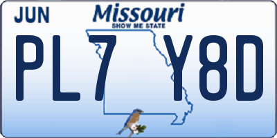 MO license plate PL7Y8D