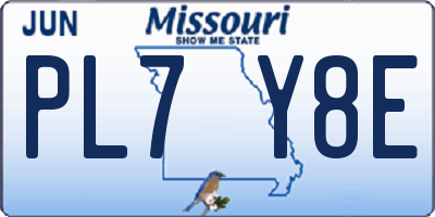 MO license plate PL7Y8E
