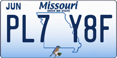 MO license plate PL7Y8F