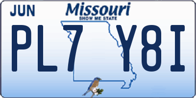 MO license plate PL7Y8I
