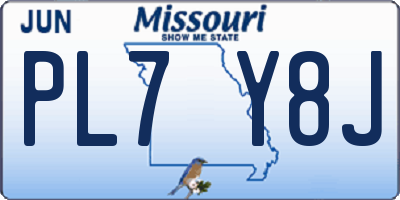 MO license plate PL7Y8J
