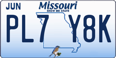 MO license plate PL7Y8K