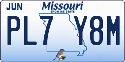 MO license plate PL7Y8M