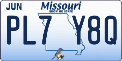 MO license plate PL7Y8Q