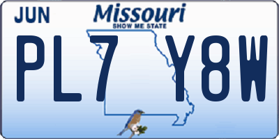 MO license plate PL7Y8W