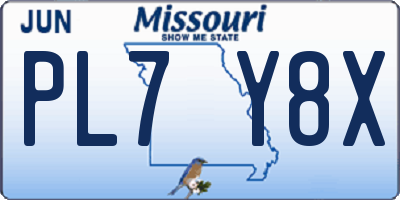 MO license plate PL7Y8X