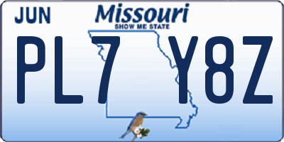 MO license plate PL7Y8Z