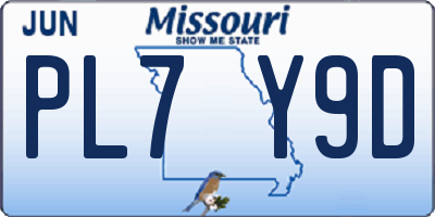 MO license plate PL7Y9D