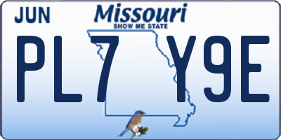 MO license plate PL7Y9E