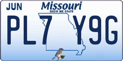 MO license plate PL7Y9G
