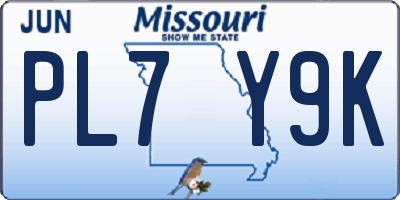 MO license plate PL7Y9K