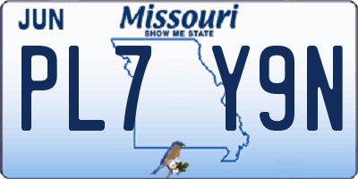 MO license plate PL7Y9N