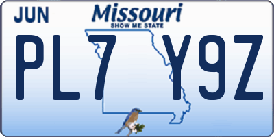 MO license plate PL7Y9Z