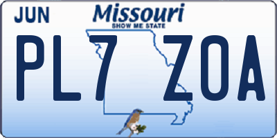 MO license plate PL7Z0A