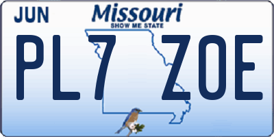 MO license plate PL7Z0E