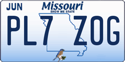MO license plate PL7Z0G