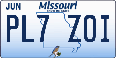 MO license plate PL7Z0I