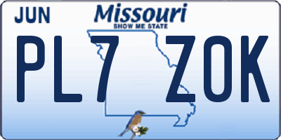 MO license plate PL7Z0K