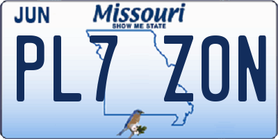 MO license plate PL7Z0N