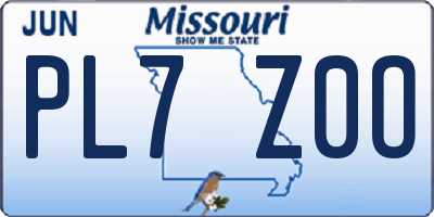 MO license plate PL7Z0O
