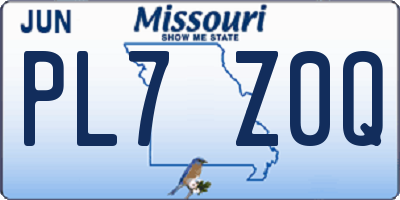 MO license plate PL7Z0Q