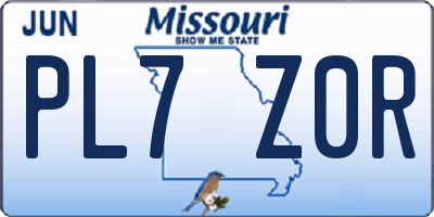 MO license plate PL7Z0R