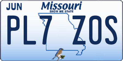 MO license plate PL7Z0S