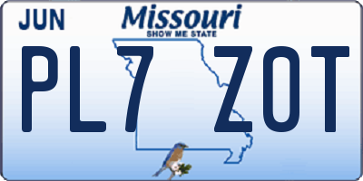 MO license plate PL7Z0T