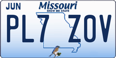 MO license plate PL7Z0V