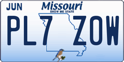 MO license plate PL7Z0W