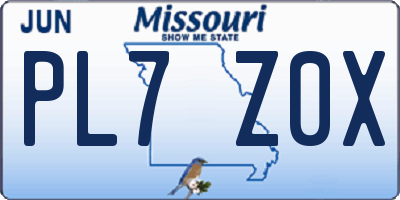 MO license plate PL7Z0X