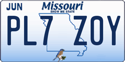 MO license plate PL7Z0Y