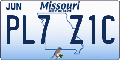 MO license plate PL7Z1C