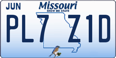 MO license plate PL7Z1D