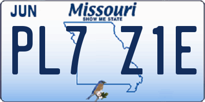 MO license plate PL7Z1E