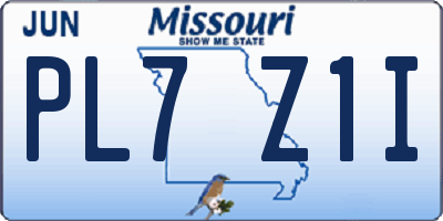 MO license plate PL7Z1I
