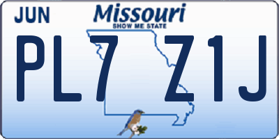 MO license plate PL7Z1J