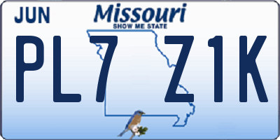 MO license plate PL7Z1K