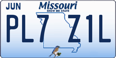 MO license plate PL7Z1L