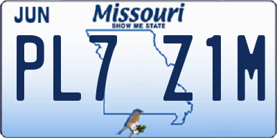 MO license plate PL7Z1M
