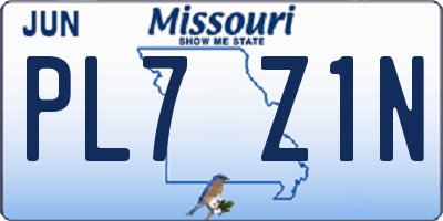 MO license plate PL7Z1N