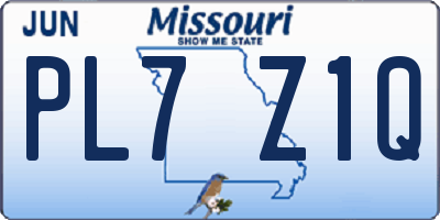 MO license plate PL7Z1Q