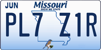 MO license plate PL7Z1R