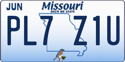MO license plate PL7Z1U