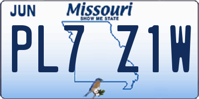 MO license plate PL7Z1W
