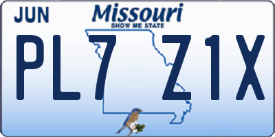 MO license plate PL7Z1X