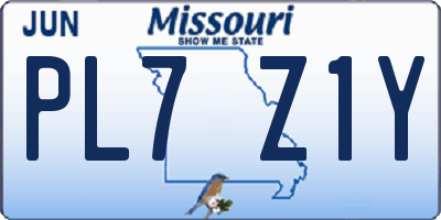 MO license plate PL7Z1Y