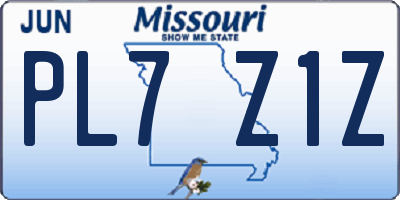 MO license plate PL7Z1Z