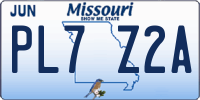 MO license plate PL7Z2A