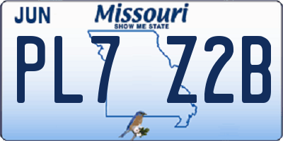 MO license plate PL7Z2B